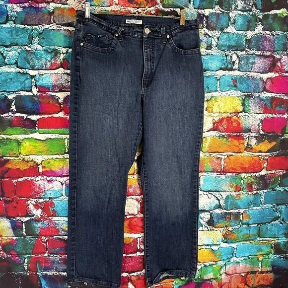 Lee Classic Fit At the Waist Rhinestone Embellished Pocket Jeans 16 medium - Picture 1 of 9